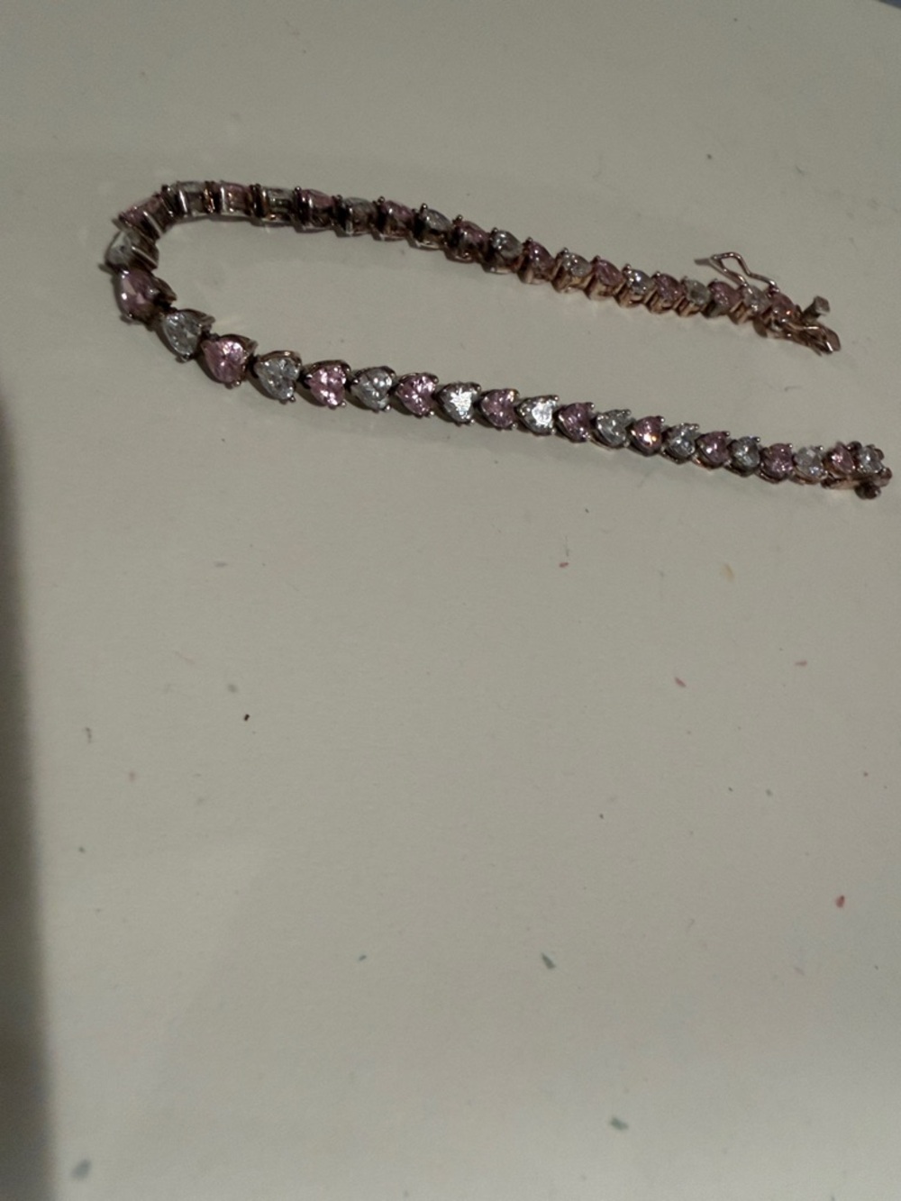 Elegant Heart shaped
Pink and Clear Stone
Tennis Bracelet - - Picture 2 of 3